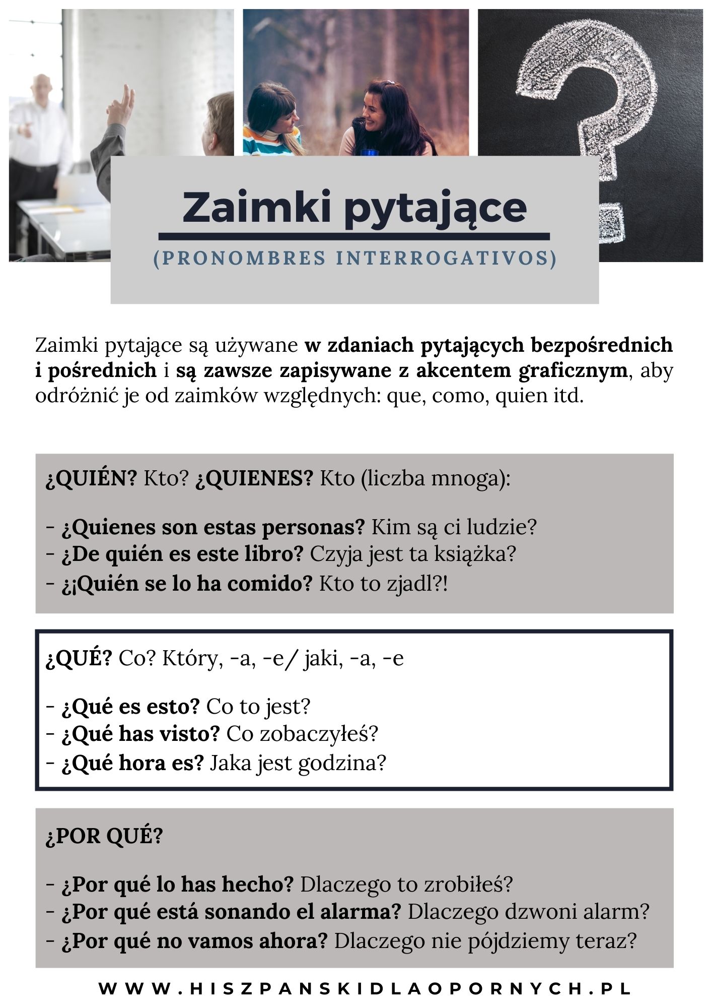 hiszpanskie zaimki pytajace, zastosowanie i przyklady