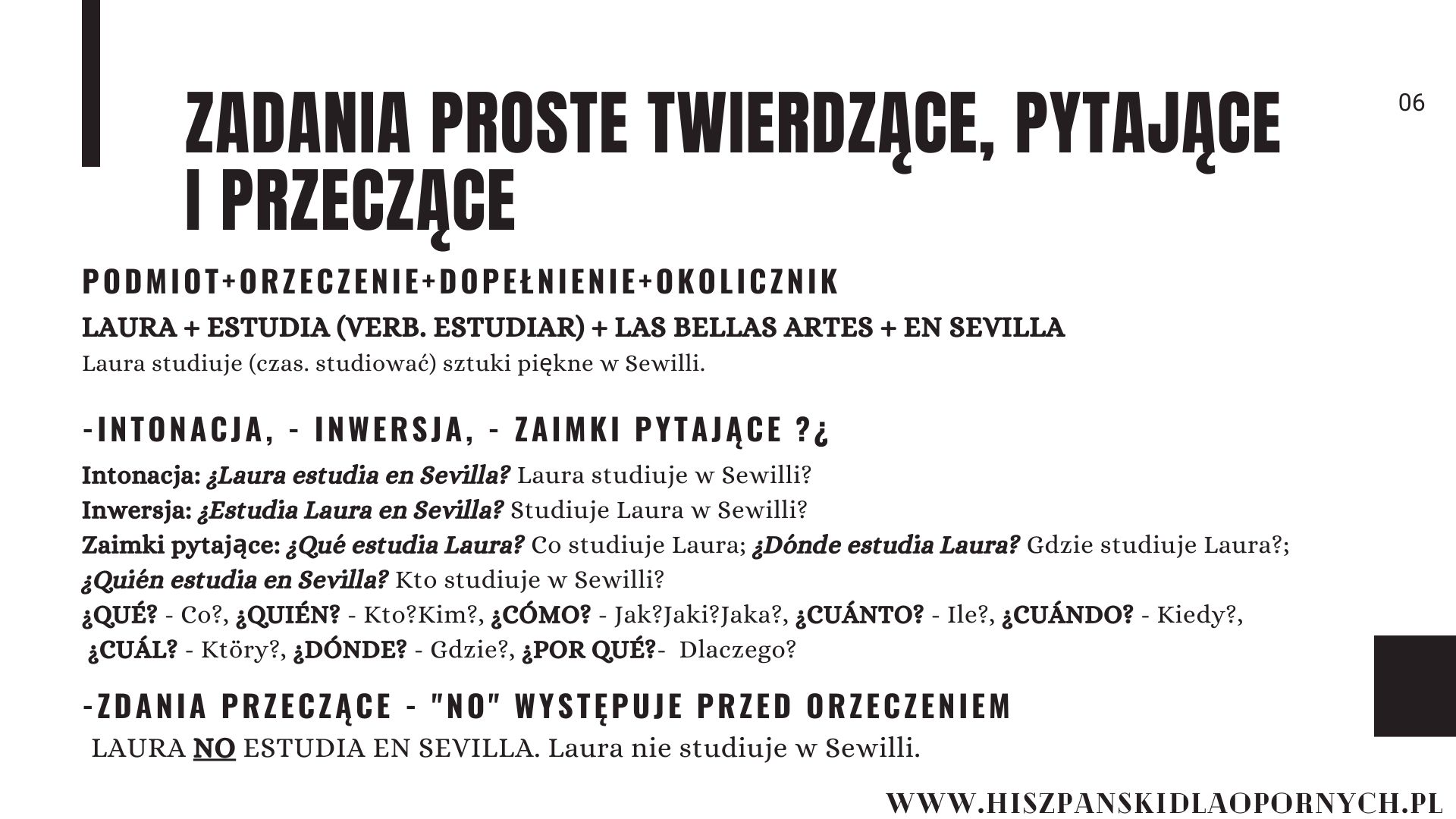 podstawy jezyka hiszpanskiego/ `powtórka pierwsza gramatyka hiszpanska