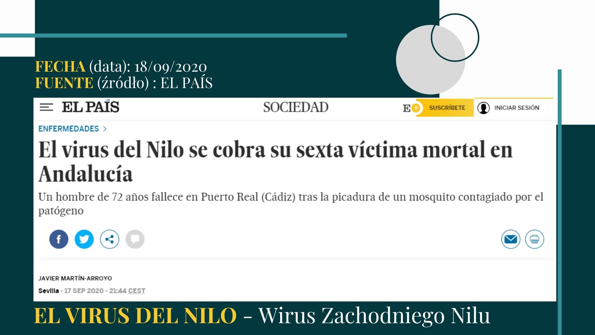 El País Wirus Zachodniego Nilu w Poludniowej Hiszpanii