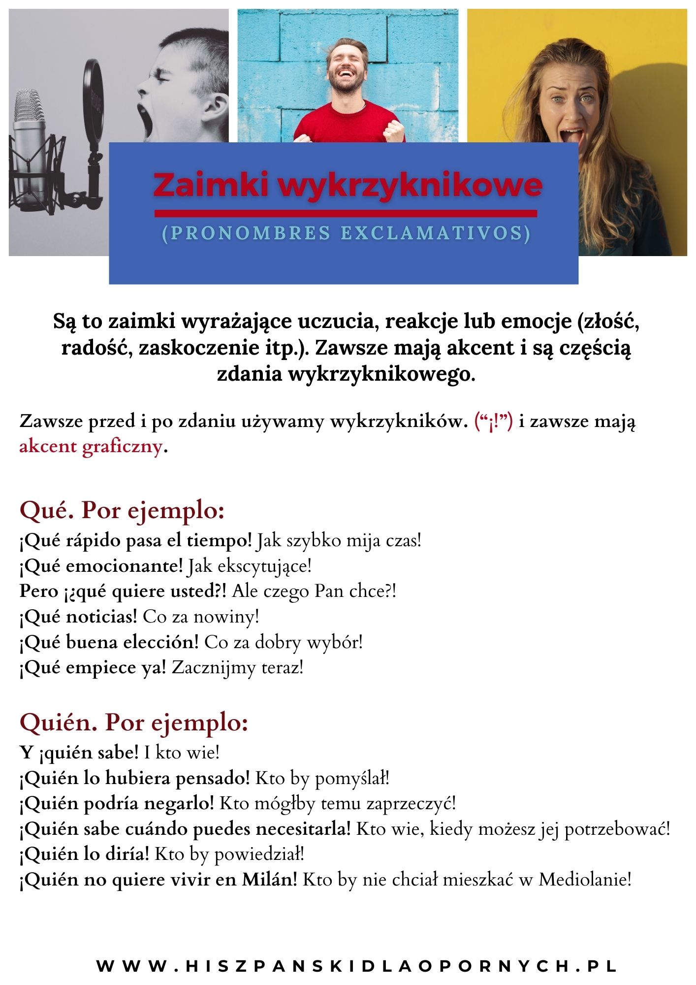 hiszpanskie zaimki wykrzyknikowe z przykladami