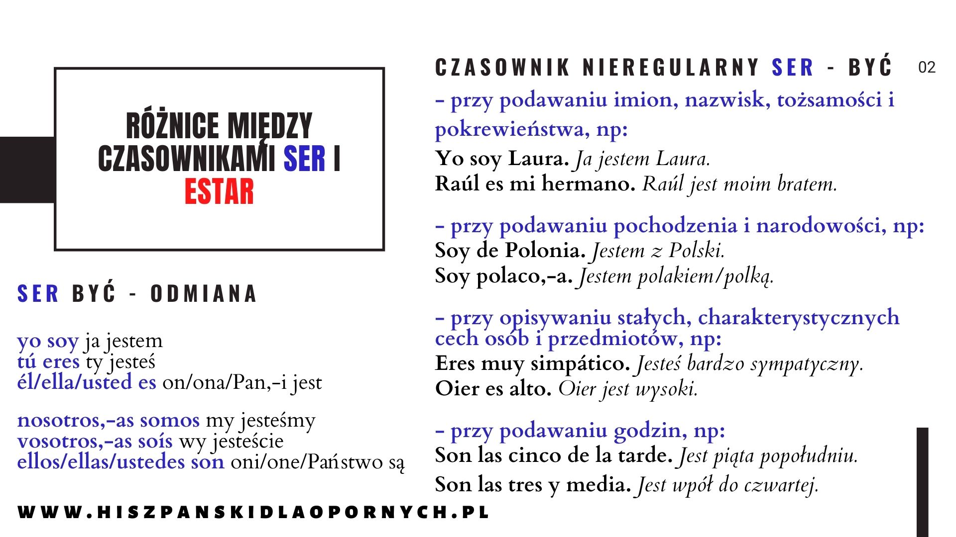 roznica miedzy ser i estar hiszpanski przyklady