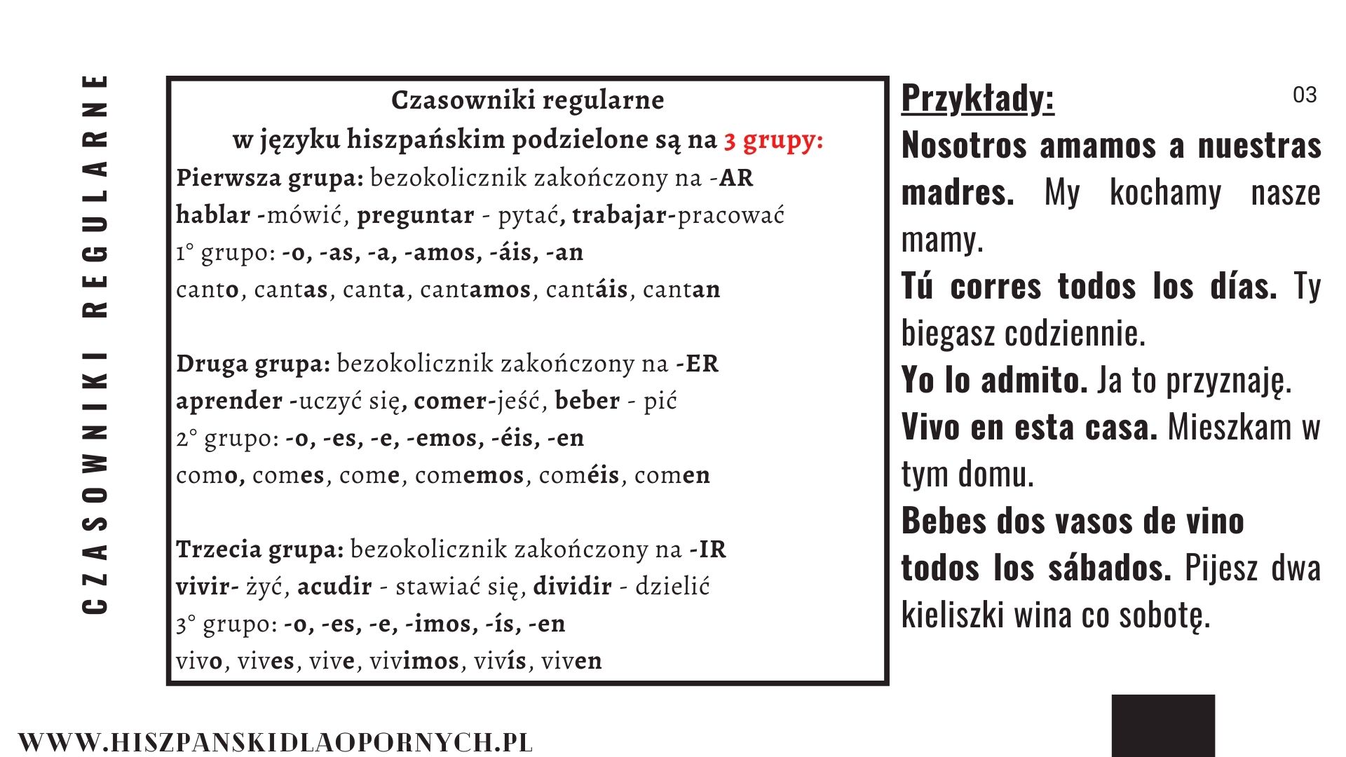 Podstawy gramatyki hiszpańskiej/ odmiana czasownikow regularnych i nieregularnych hiszpanski dla poczatkujacych