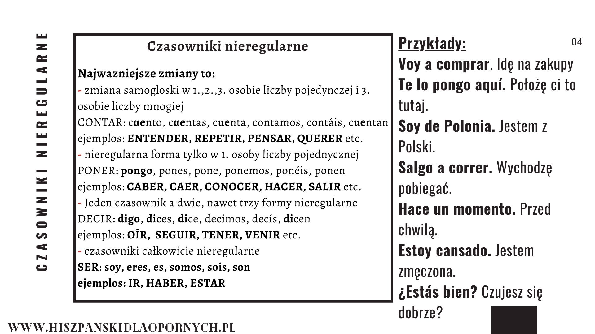 Podstawy gramatyki hiszpańskiej/ odmiana czasownikow regularnych i nieregularnych hiszpanski dla poczatkujacych