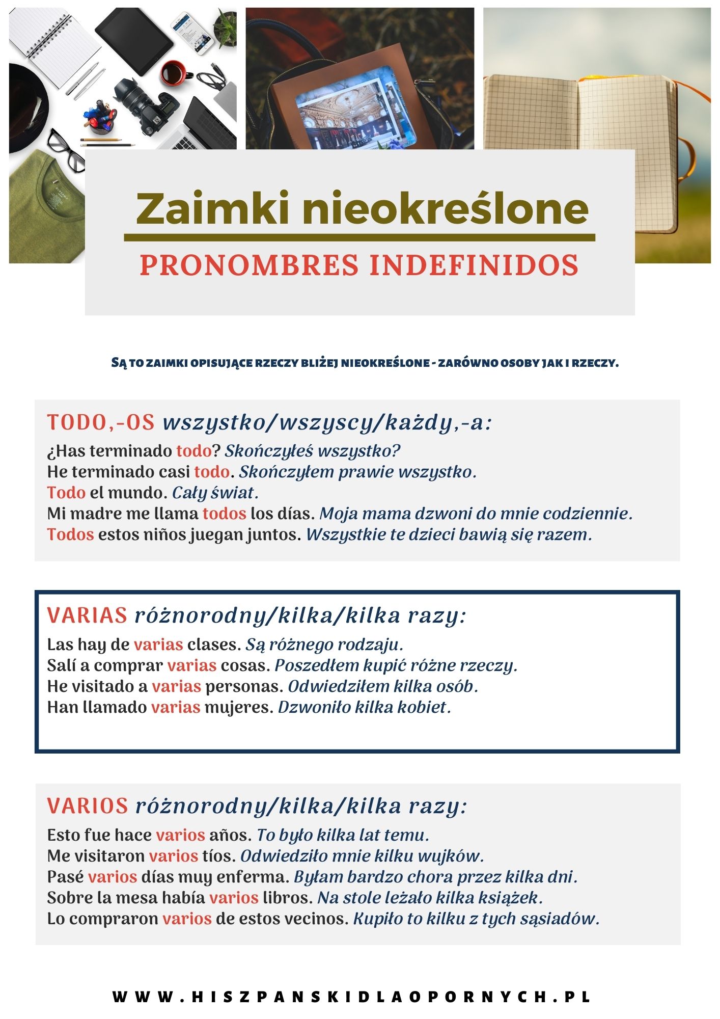 Zaimki i przymiotniki nieokreślone, czyli los indefinidos z dużą ilością przykładów