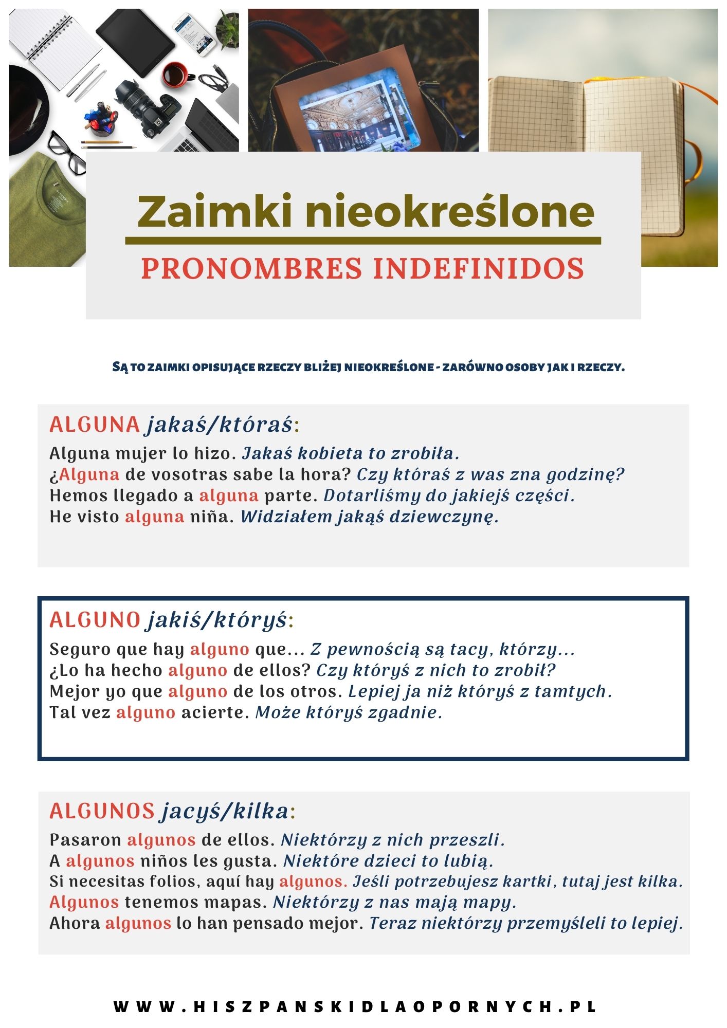 Zaimki i przymiotniki nieokreślone, czyli los indefinidos z dużą ilością przykładów