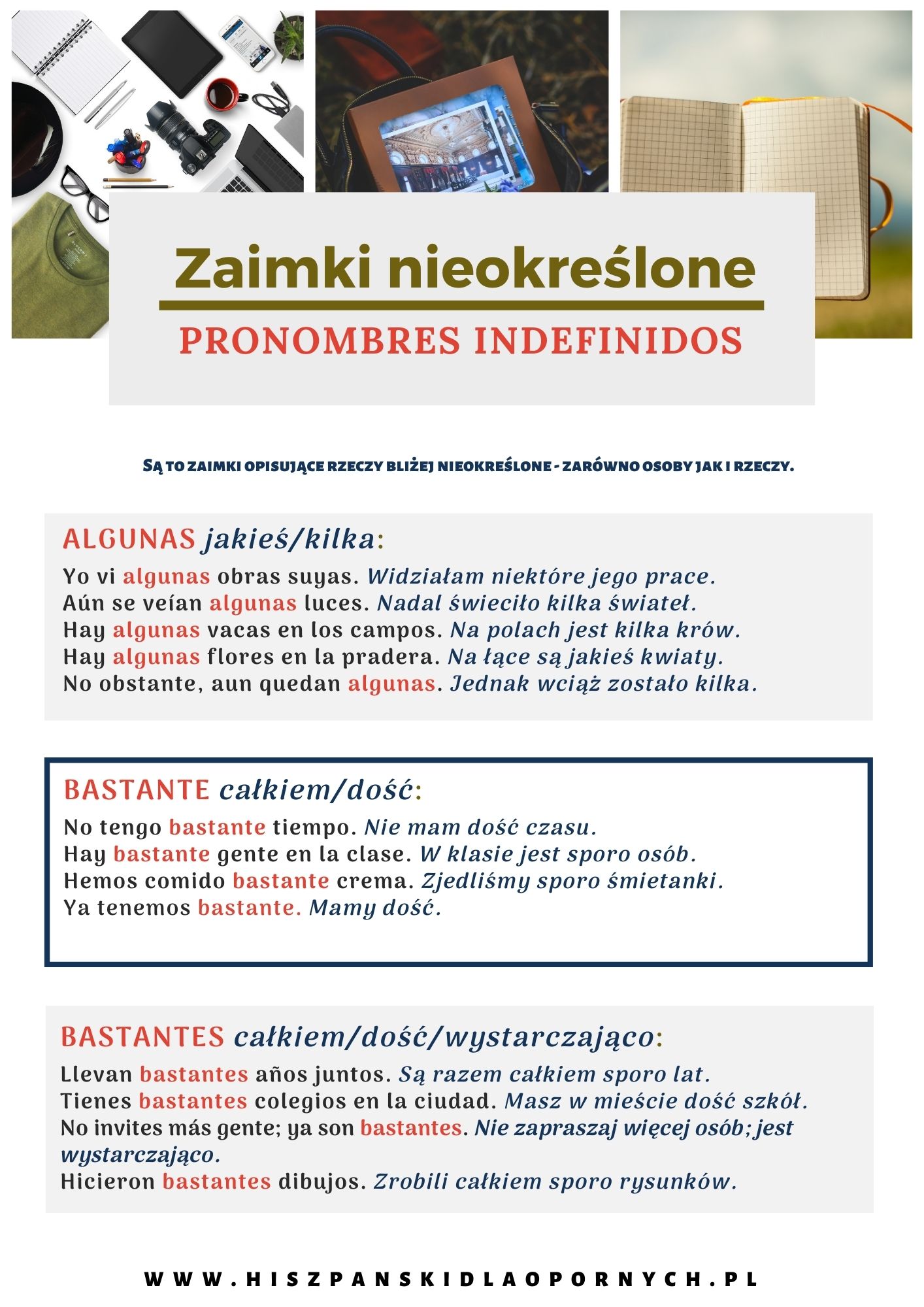 Zaimki i przymiotniki nieokreślone, czyli los indefinidos z dużą ilością przykładów