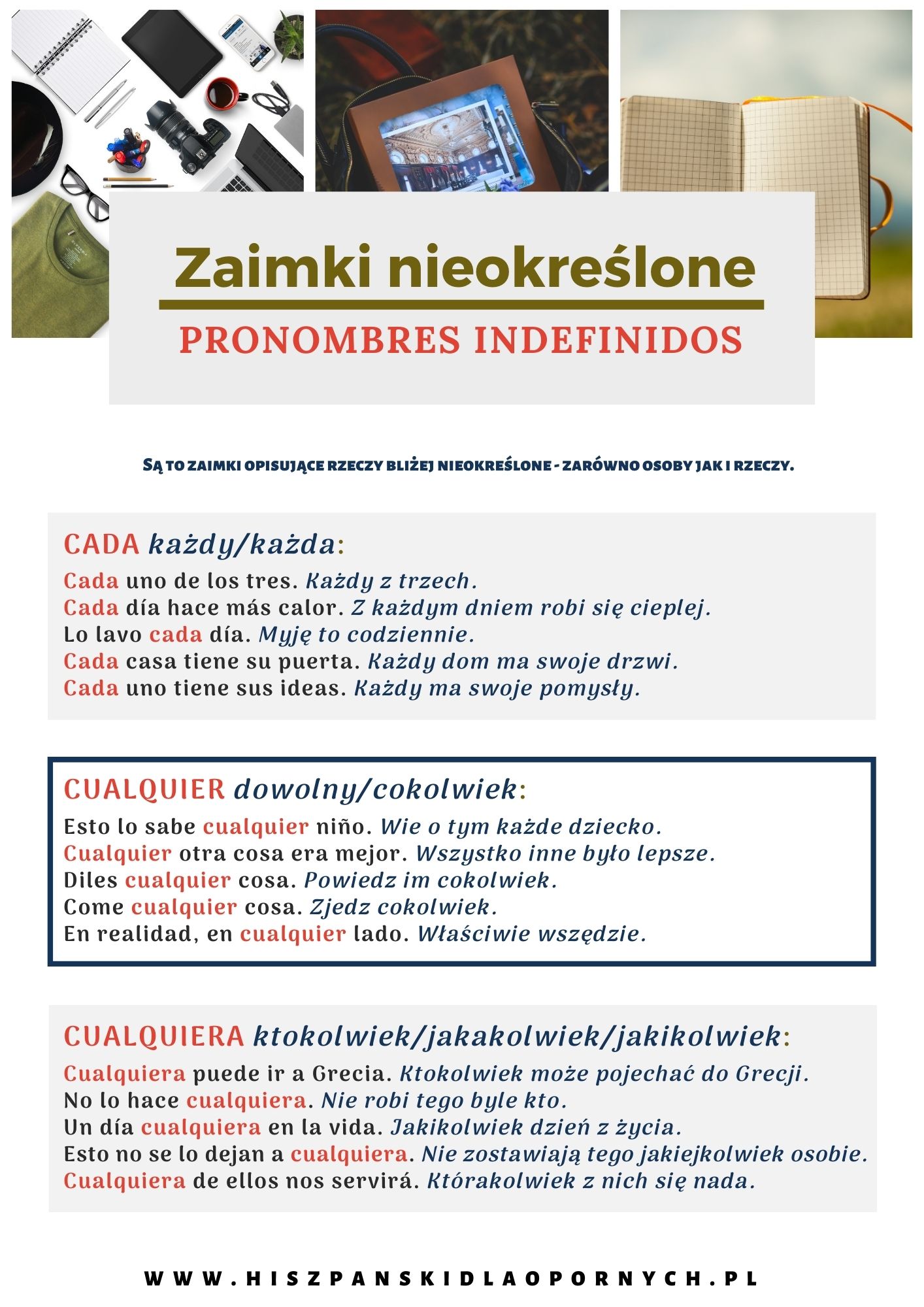 Zaimki i przymiotniki nieokreślone, czyli los indefinidos z dużą ilością przykładów