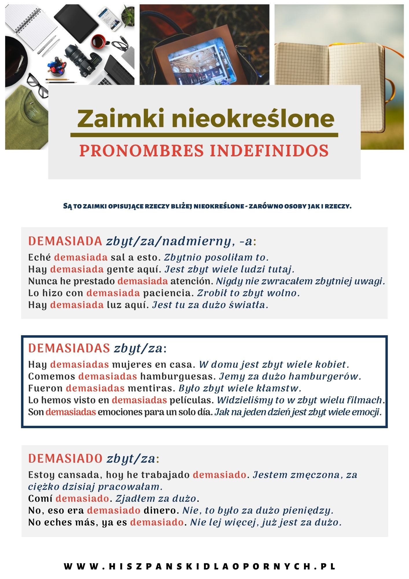 Zaimki i przymiotniki nieokreślone, czyli los indefinidos z dużą ilością przykładów