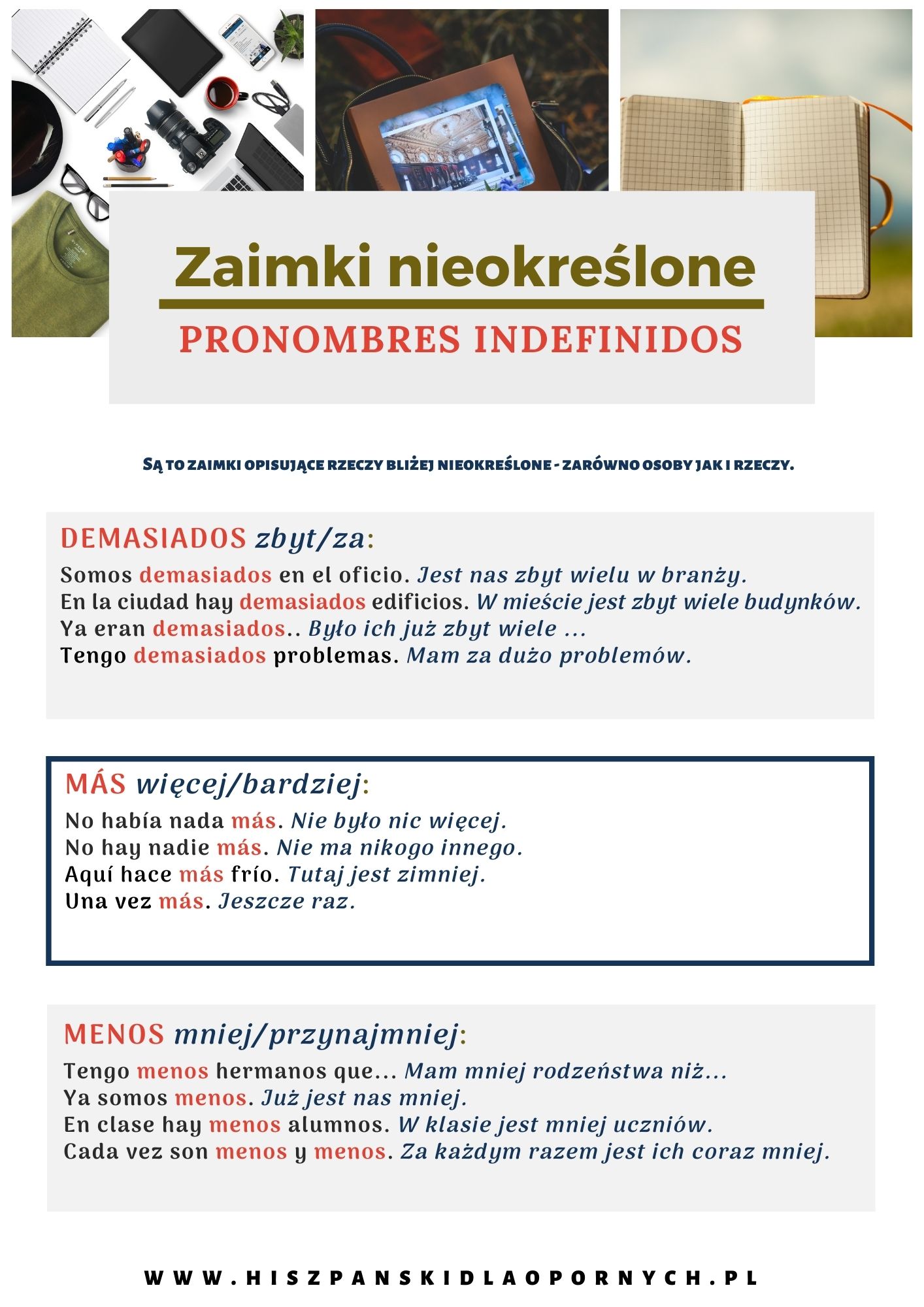 Zaimki i przymiotniki nieokreślone, czyli los indefinidos z dużą ilością przykładów