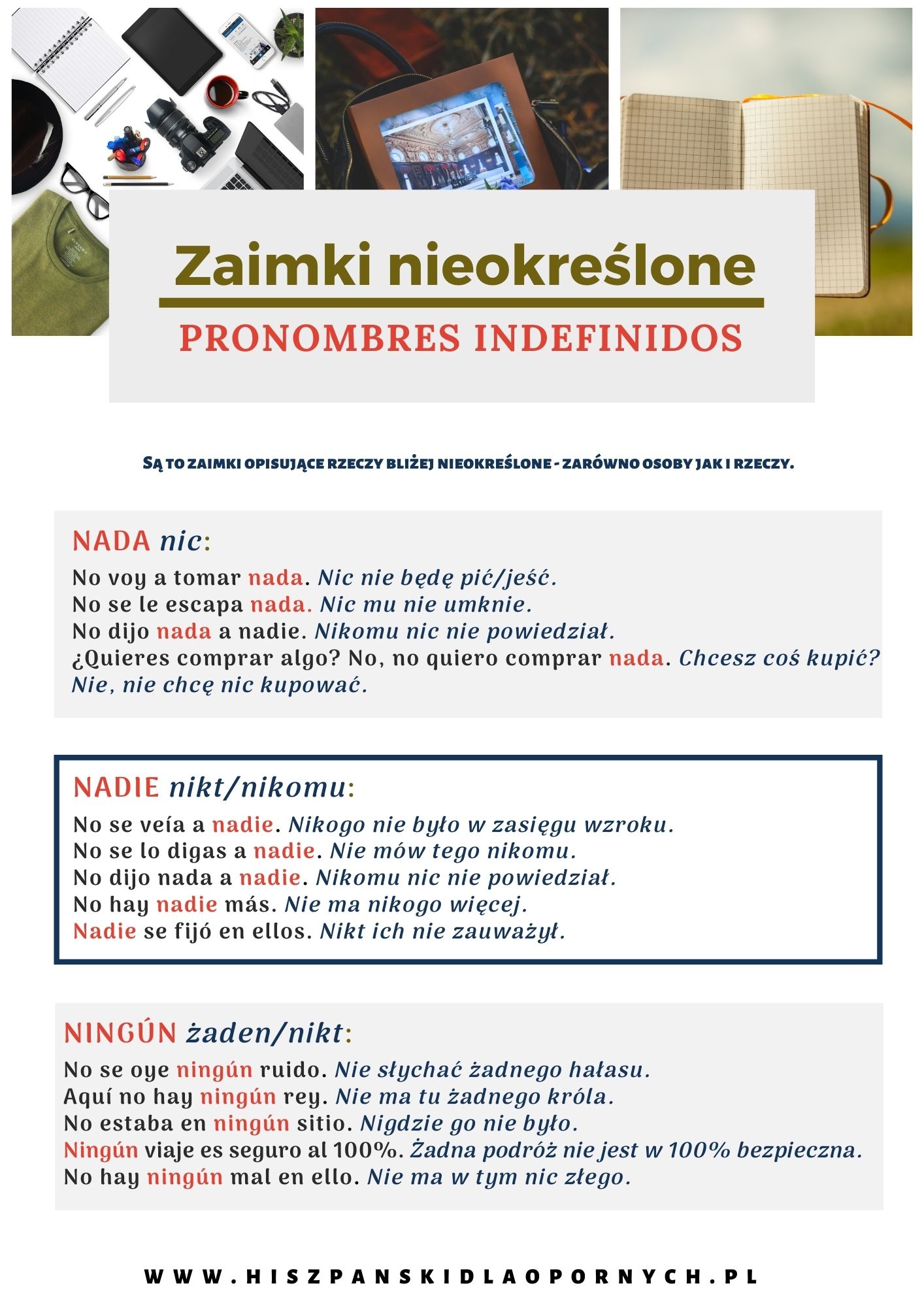 Zaimki i przymiotniki nieokreślone, czyli los indefinidos z dużą ilością przykładów