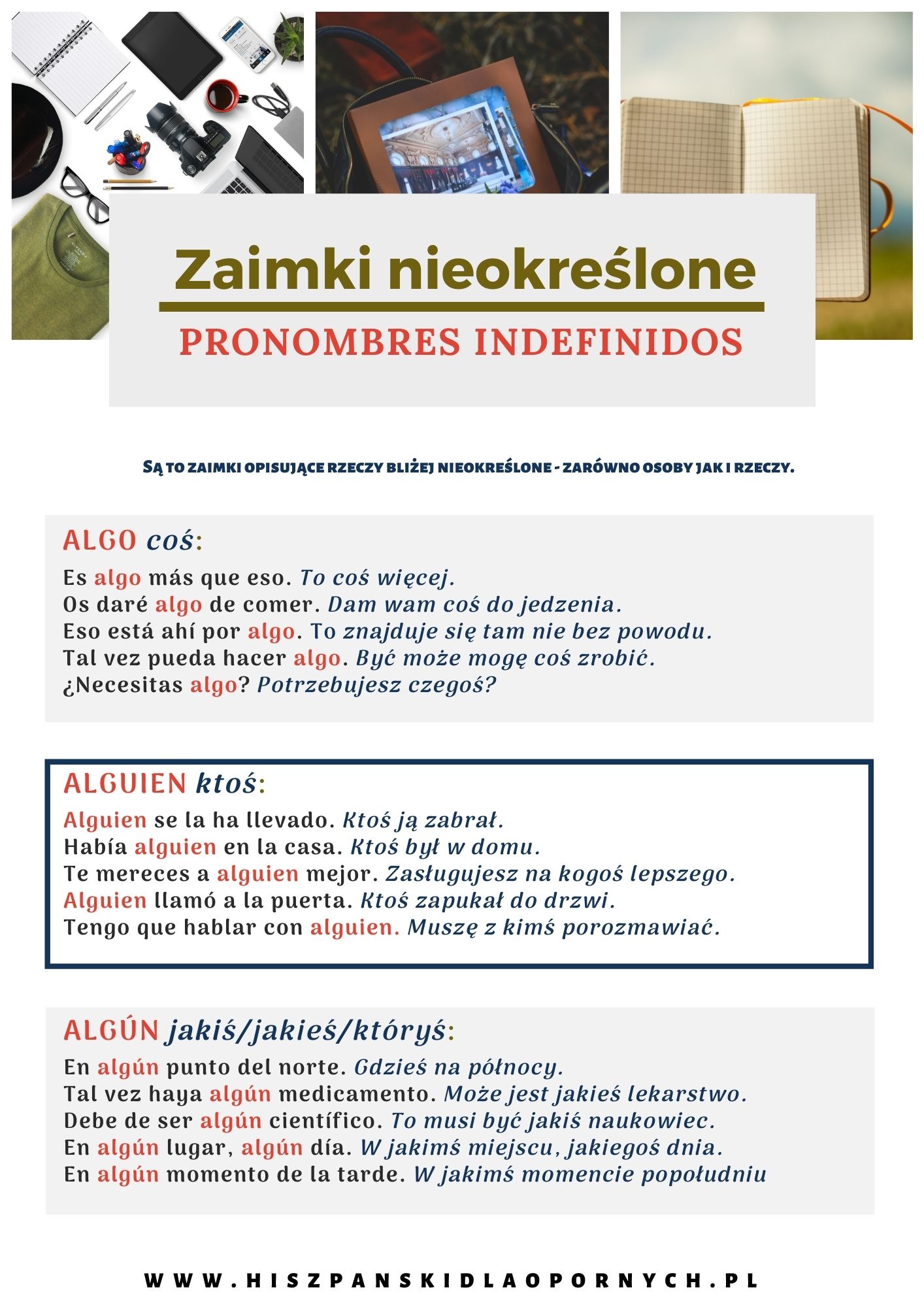 Zaimki i przymiotniki nieokreślone, czyli los indefinidos z dużą ilością przykładów